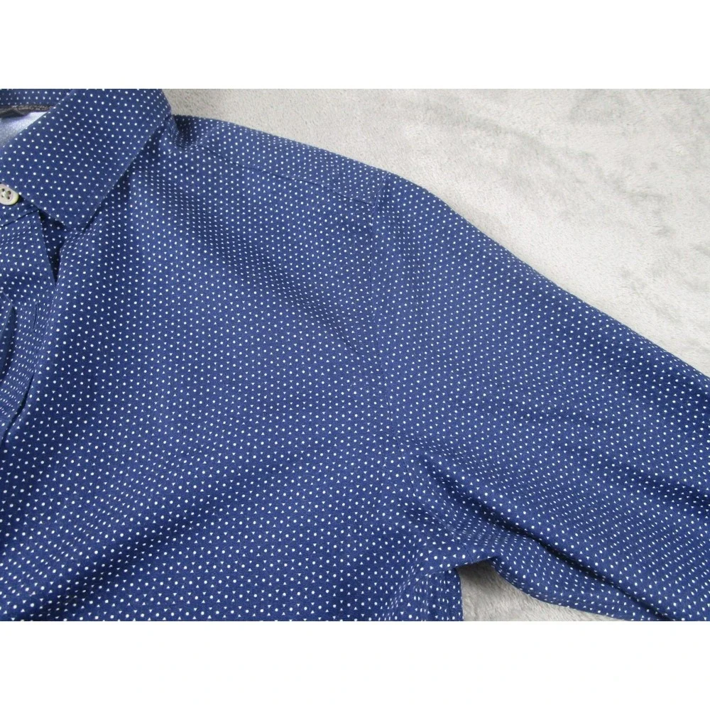Banana Republic Shirt Mens Medium Blue Geometric Button Up‎ Slim Fit Preppy
